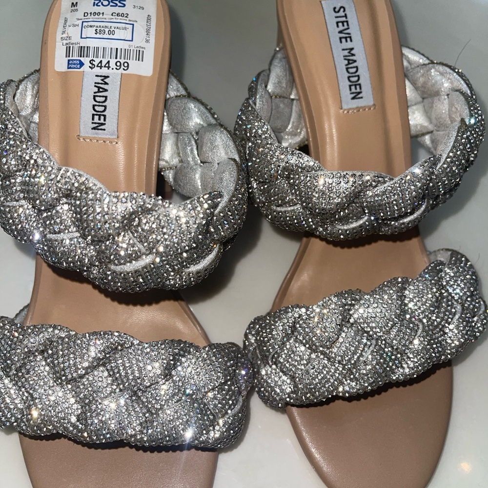 Steve Madden Silver and Tan Chunky Heels